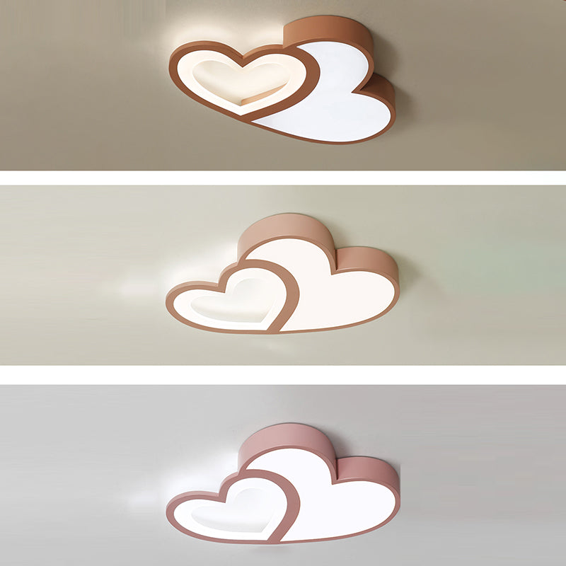 Nordic Style LED Flush Mount Heart-Shape Ceiling Light Fixture with Metal for Bedroom