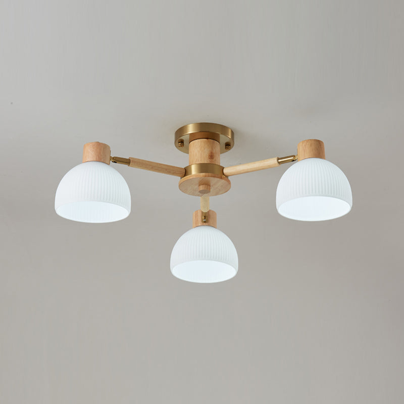 Geometric Shape Wood Flush Light Modern Style Multi Lights Flush Mount Fixture in Brown