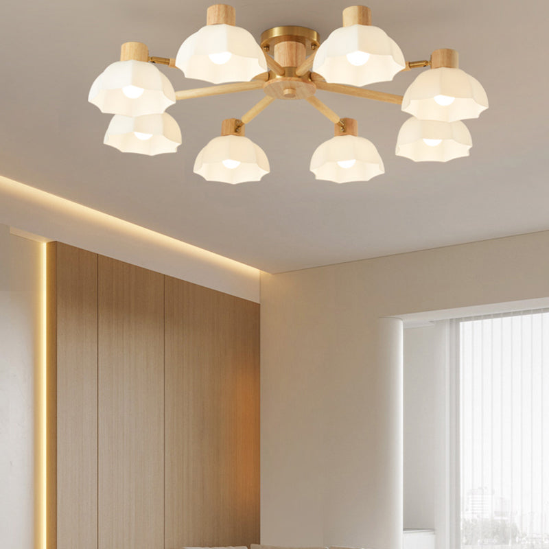 Geometric Shape Wood Flush Light Modern Style Multi Lights Flush Mount Fixture in Brown