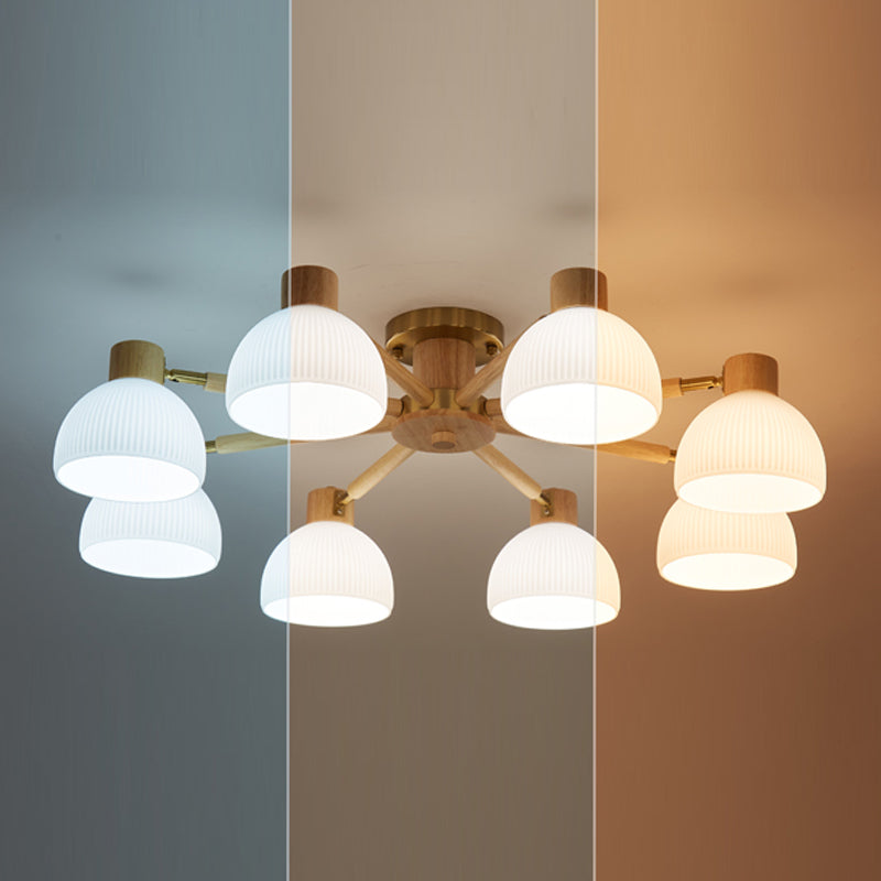 Geometric Shape Wood Flush Light Modern Style Multi Lights Flush Mount Fixture in Brown