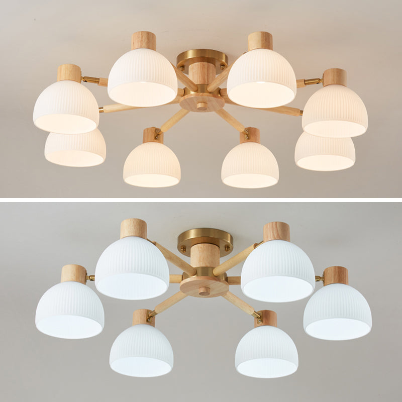 Geometric Shape Wood Flush Light Modern Style Multi Lights Flush Mount Fixture in Brown