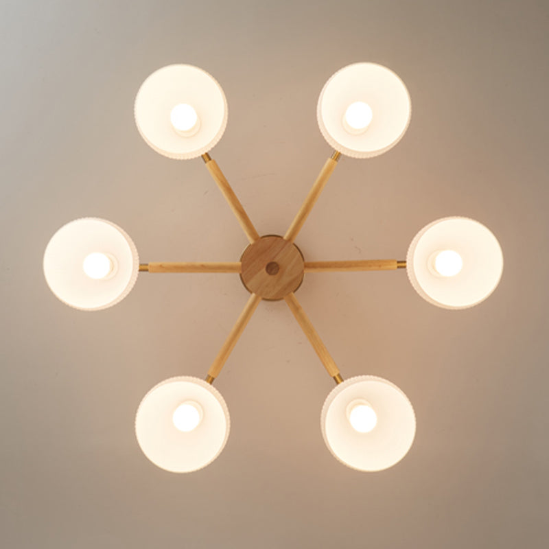 Geometric Shape Wood Flush Light Modern Style Multi Lights Flush Mount Fixture in Brown