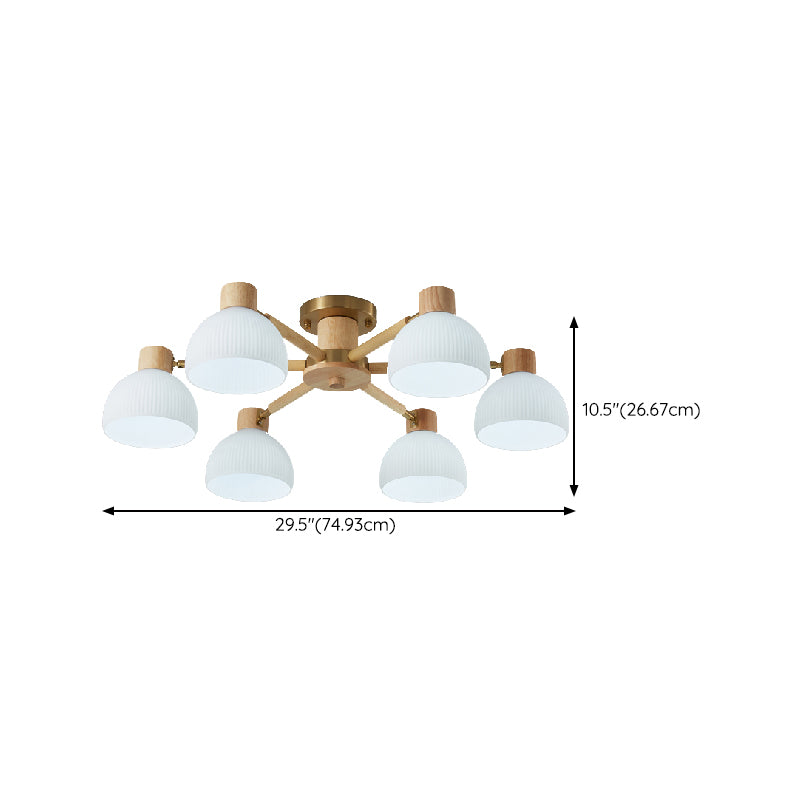 Geometric Shape Wood Flush Light Modern Style Multi Lights Flush Mount Fixture in Brown