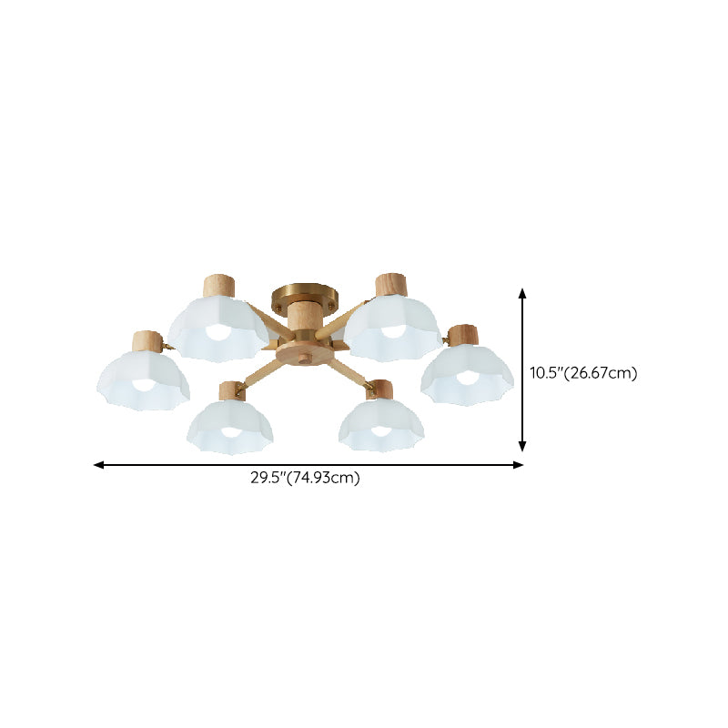 Geometric Shape Wood Flush Light Modern Style Multi Lights Flush Mount Fixture in Brown
