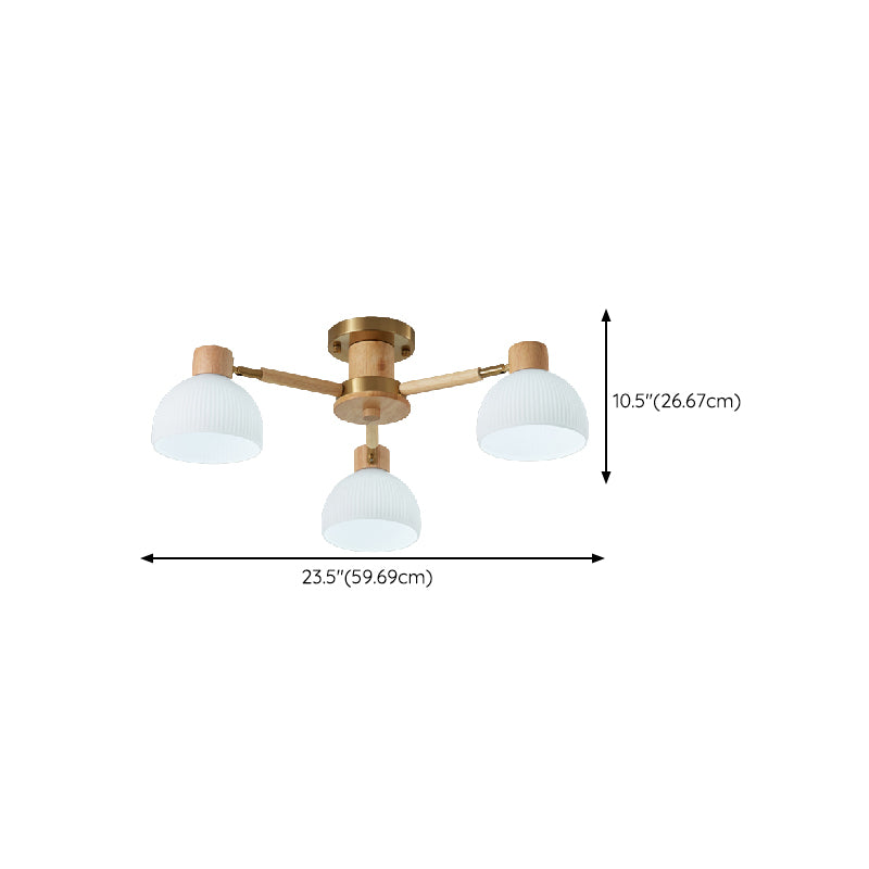 Geometric Shape Wood Flush Light Modern Style Multi Lights Flush Mount Fixture in Brown