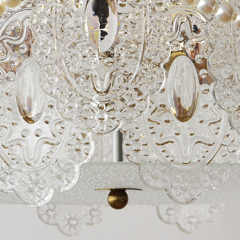 Modern Ceiling Lamp Vintage Flush Mount Light Fixture with Glass Shade for Bedroom