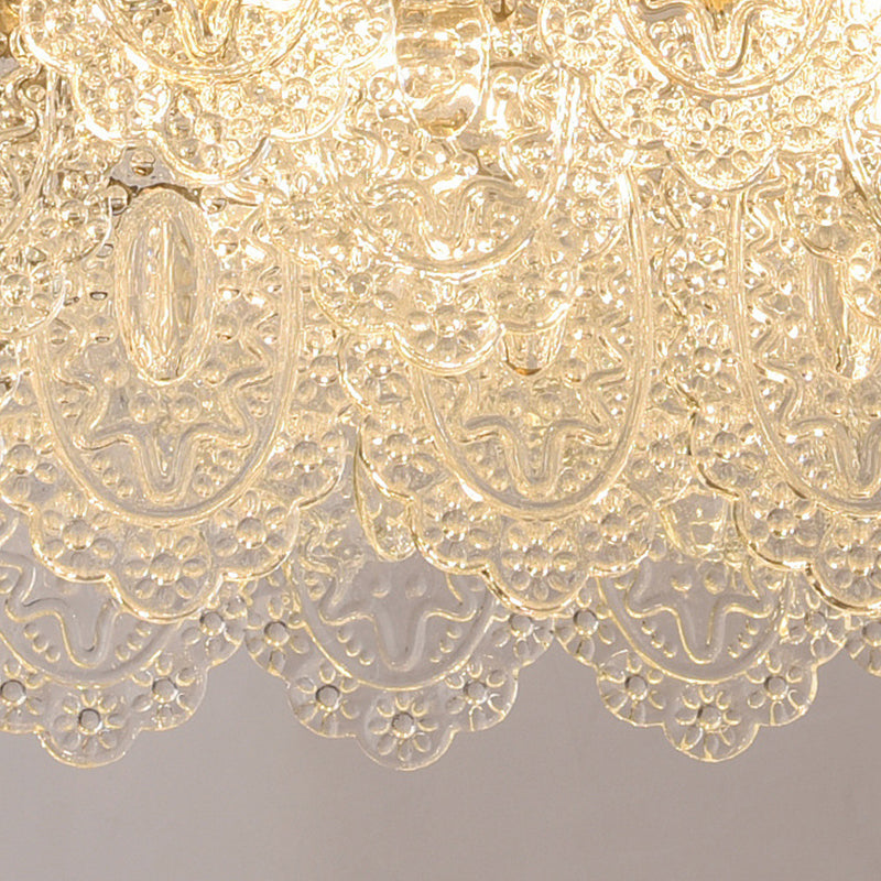 Modern Ceiling Lamp Vintage Flush Mount Light Fixture with Glass Shade for Bedroom