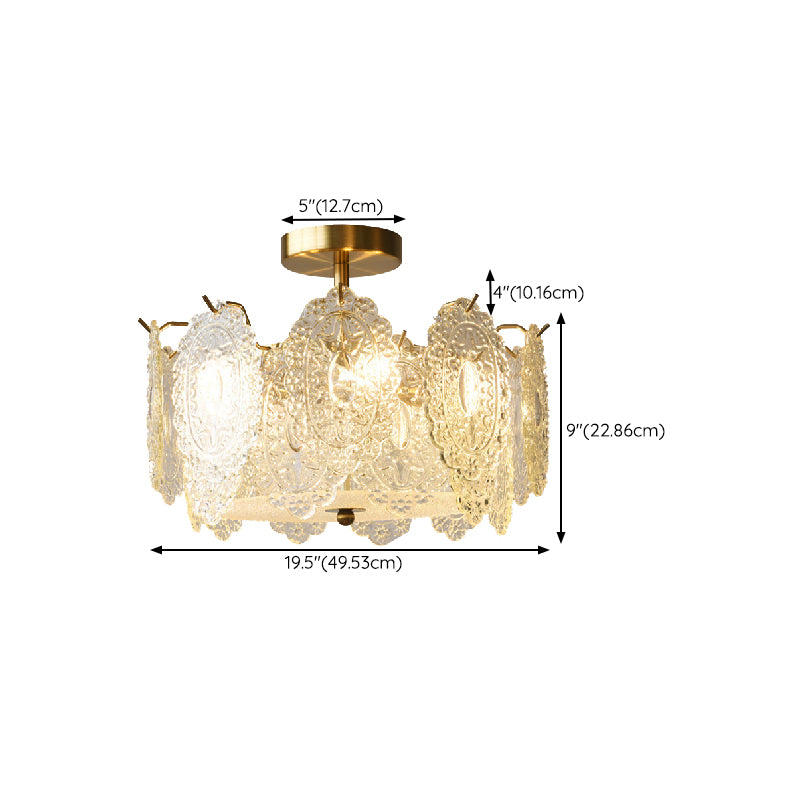 Modern Ceiling Lamp Vintage Flush Mount Light Fixture with Glass Shade for Bedroom