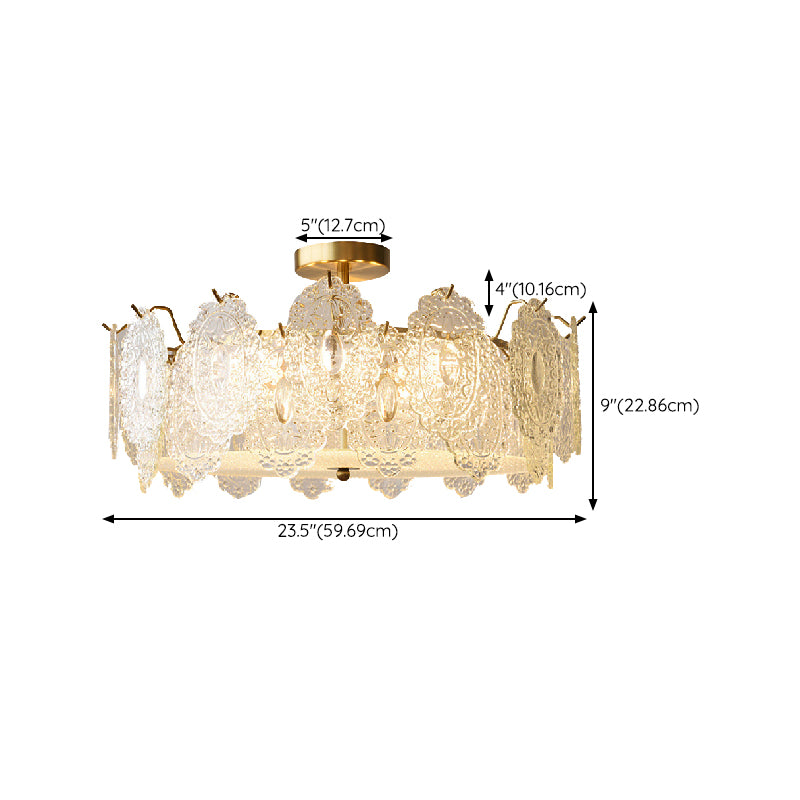 Modern Ceiling Lamp Vintage Flush Mount Light Fixture with Glass Shade for Bedroom