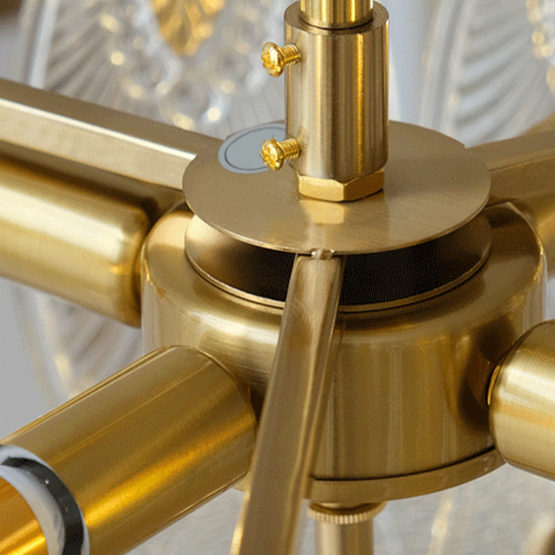 Modern Ceiling Lamp Golden Flush Mount Light Fixture with Glass Shade for Bedroom