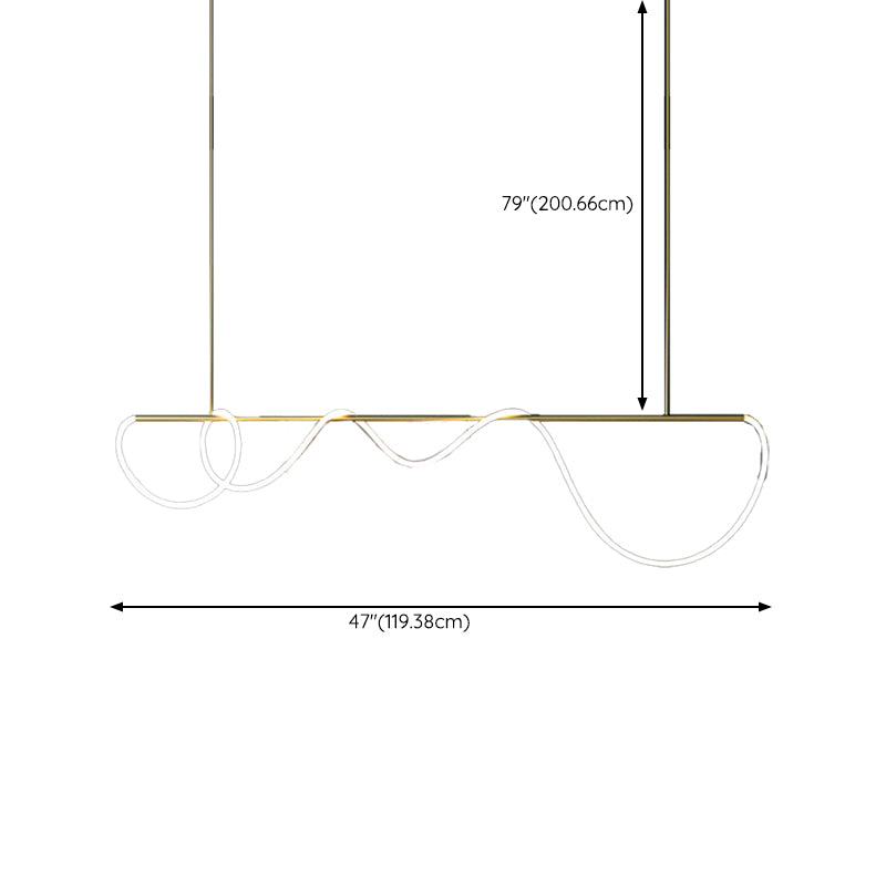 1 Light Linear Pendant Lighting Modern Metal Island Lighting