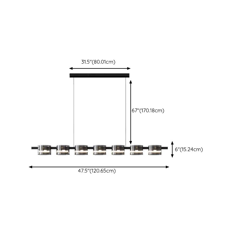 5/7/8/9-Light Modern Black Ceiling Light Glass LED Kitchen Island Lighting for Bedroom