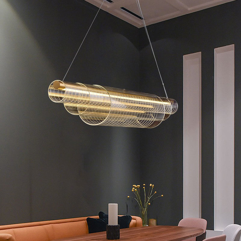 Single Modernism Golden Ceiling Light Acrylic LED Kitchen Island Lighting for Dining Room