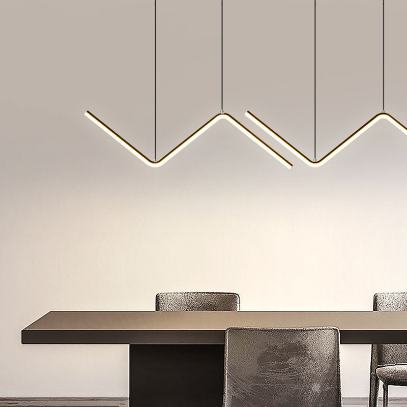Modern 2-Light Black/Golden Ceiling Light Metal Kitchen Island Lighting for Dining Room