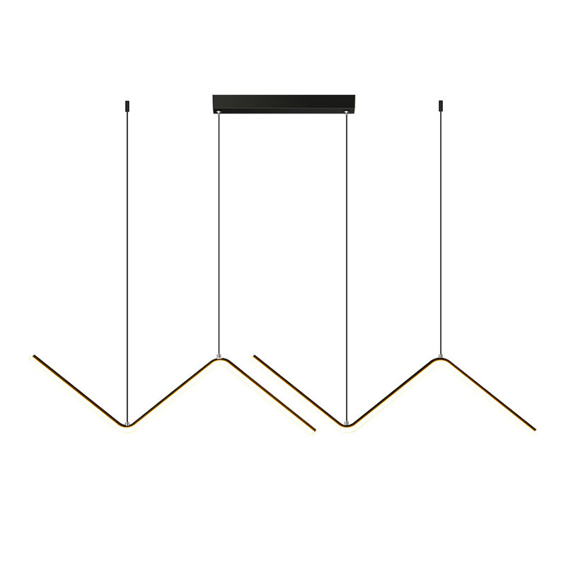 Modern 2-Light Black/Golden Ceiling Light Metal Kitchen Island Lighting for Dining Room