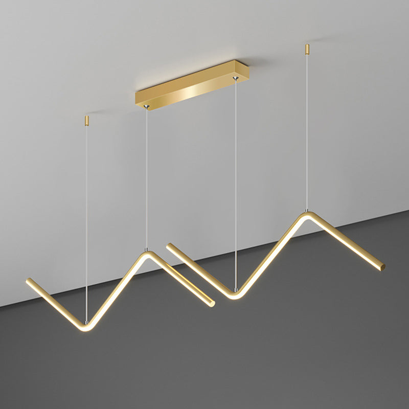 Modern 2-Light Black/Golden Ceiling Light Metal Kitchen Island Lighting for Dining Room