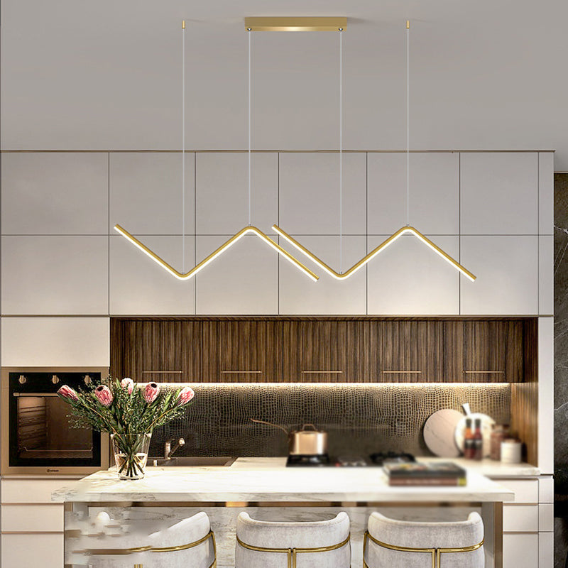 Modern 2-Light Black/Golden Ceiling Light Metal Kitchen Island Lighting for Dining Room