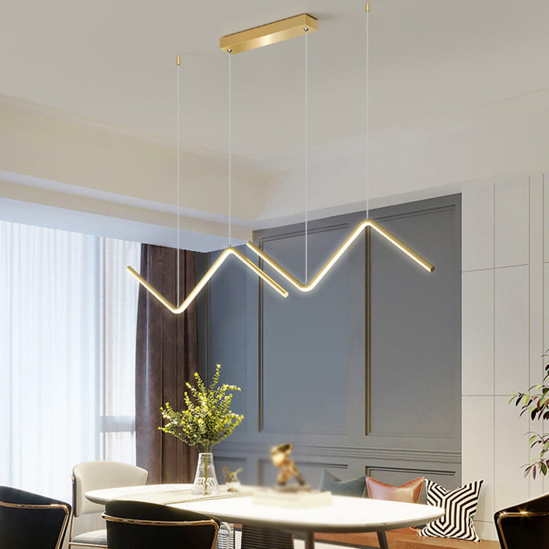 Modern 2-Light Black/Golden Ceiling Light Metal Kitchen Island Lighting for Dining Room