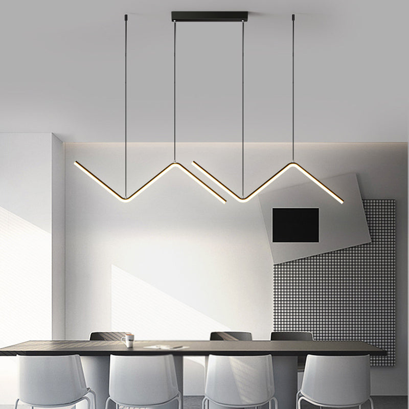 Modern 2-Light Black/Golden Ceiling Light Metal Kitchen Island Lighting for Dining Room