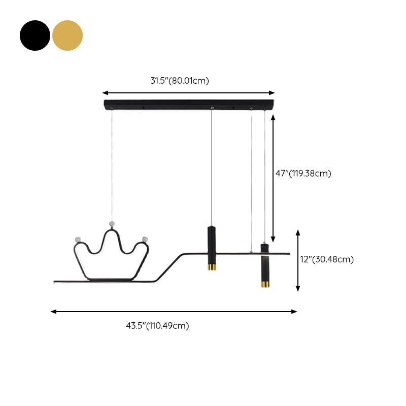 Modern 4-Light Black/Golden Ceiling Light Metal Kitchen Island Lighting for Dining Room