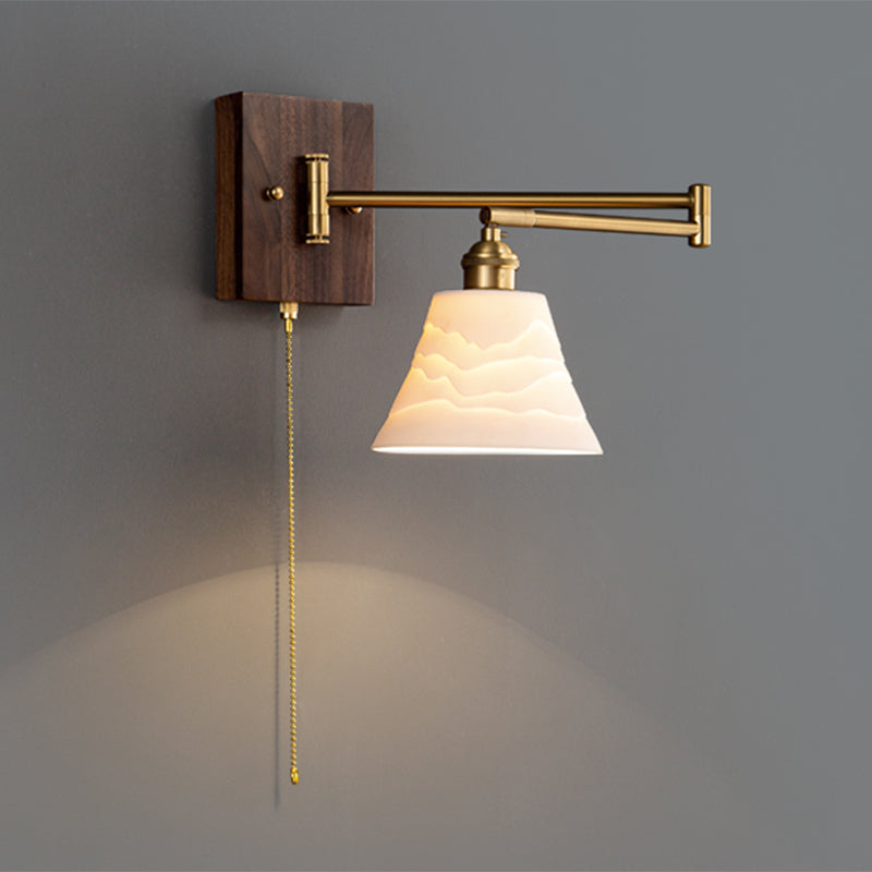 Metal Modern Wall Sconce Geometric Shape Wall Light with Ceramic Shade for Living Room