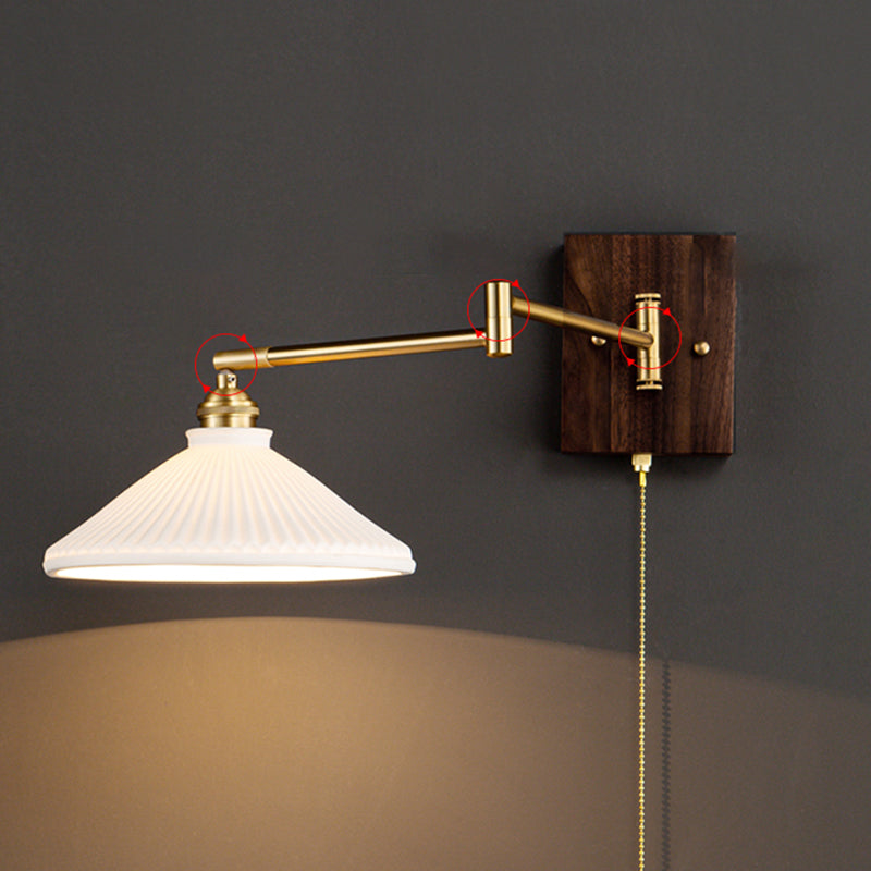 Metal Modern Wall Sconce Geometric Shape Wall Light with Ceramic Shade for Living Room