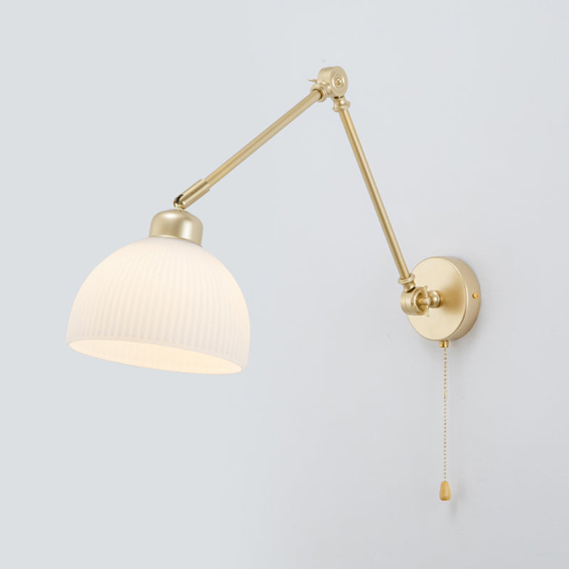 Modern Metal Wall Sconce Dome Shape Wall Light with Glass Shade for Bedroom