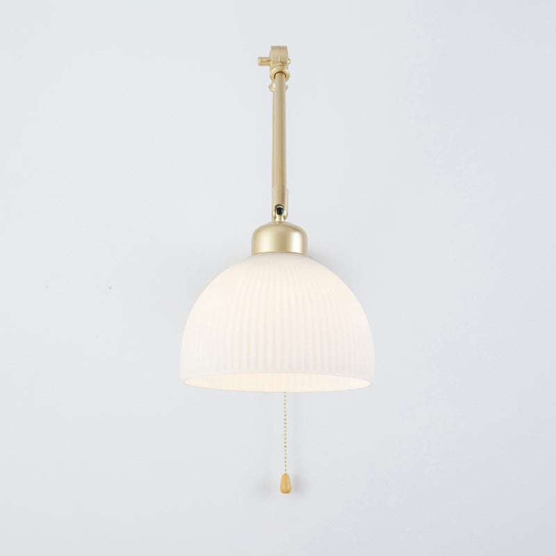 Modern Metal Wall Sconce Dome Shape Wall Light with Glass Shade for Bedroom