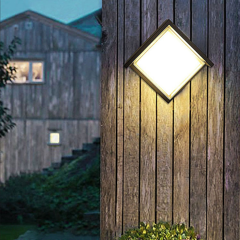 Modern Metal Wall Sconce Square Shape Wall Light with Plastic Shade for Living Room