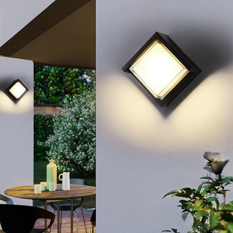 Modern Metal Wall Sconce Square Shape Wall Light with Plastic Shade for Living Room