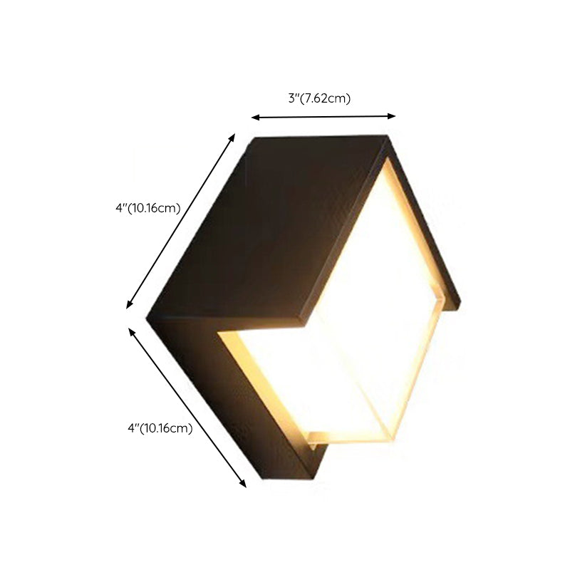 Modern Metal Wall Sconce Square Shape Wall Light with Plastic Shade for Living Room