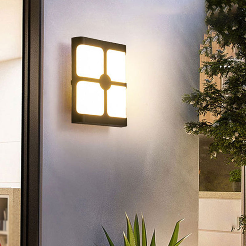 Modern Metal Wall Sconce Geometric Shape Wall Light with Plastic Shade for Living Room