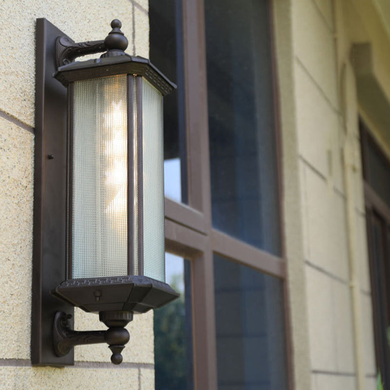 Modern Metal Wall Sconce Rectangle Shape Wall Light with Glass Shade for Living Room