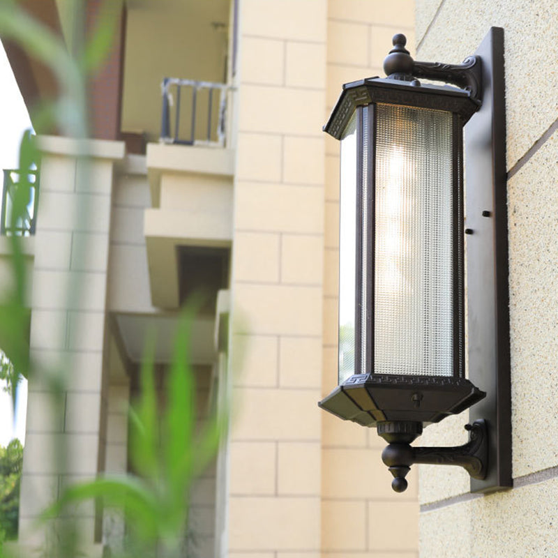 Modern Metal Wall Sconce Rectangle Shape Wall Light with Glass Shade for Living Room