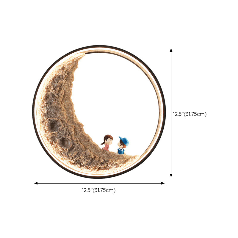 Modern Metal Wall Sconce Circle Shape Wall Light with PC Shade for Living Room