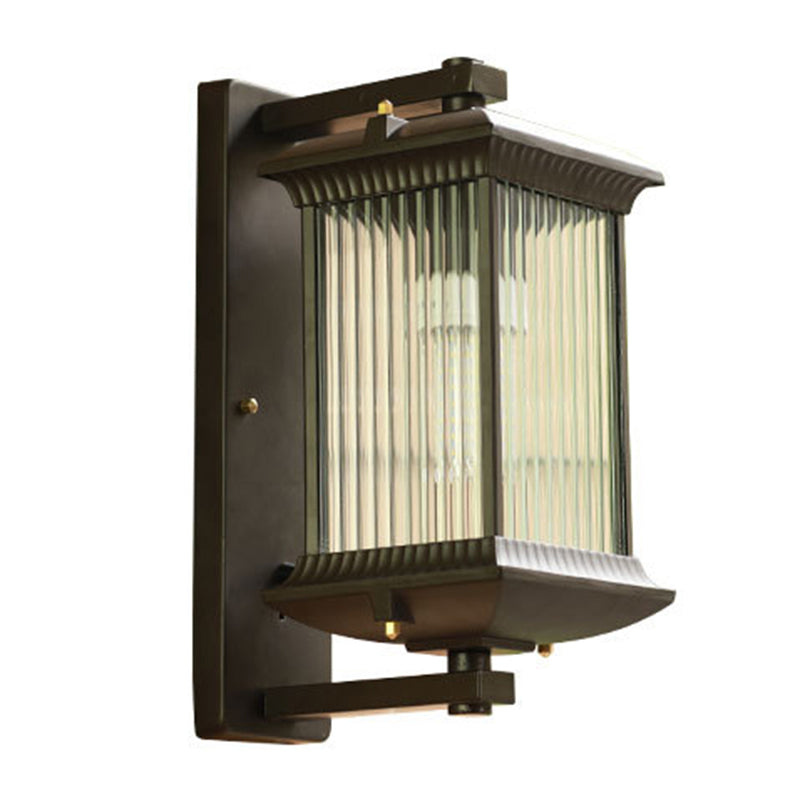 Industrial Metal Wall Sconce Rectangle Shape Wall Light with Glass Shade for Living Room