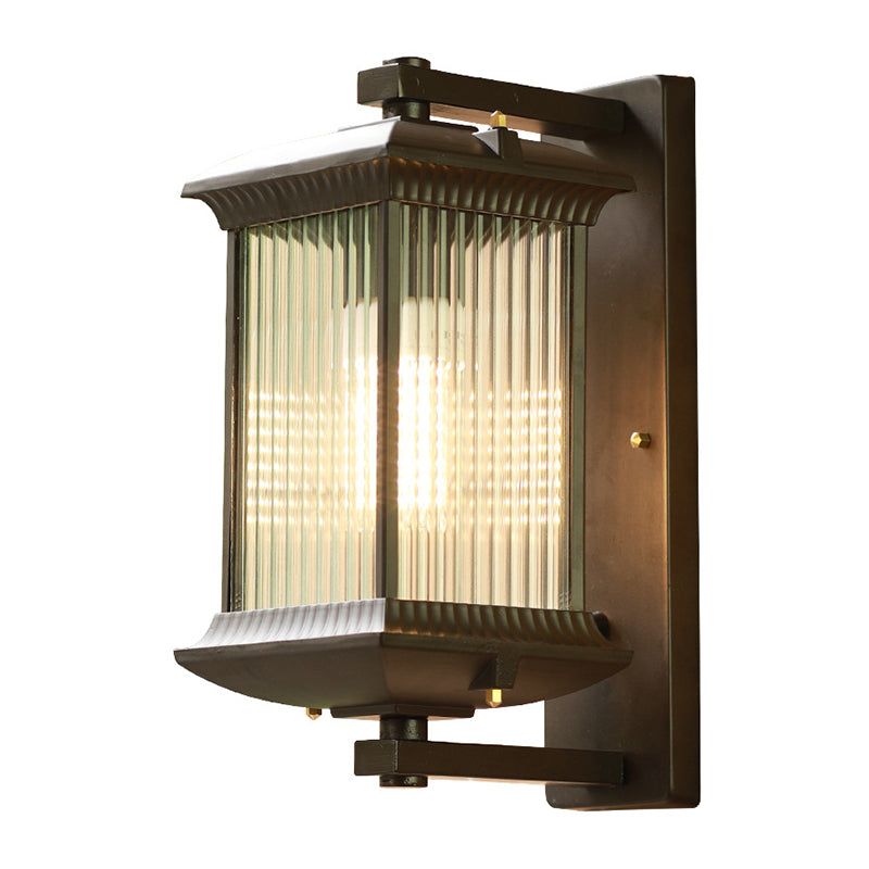 Industrial Metal Wall Sconce Rectangle Shape Wall Light with Glass Shade for Living Room