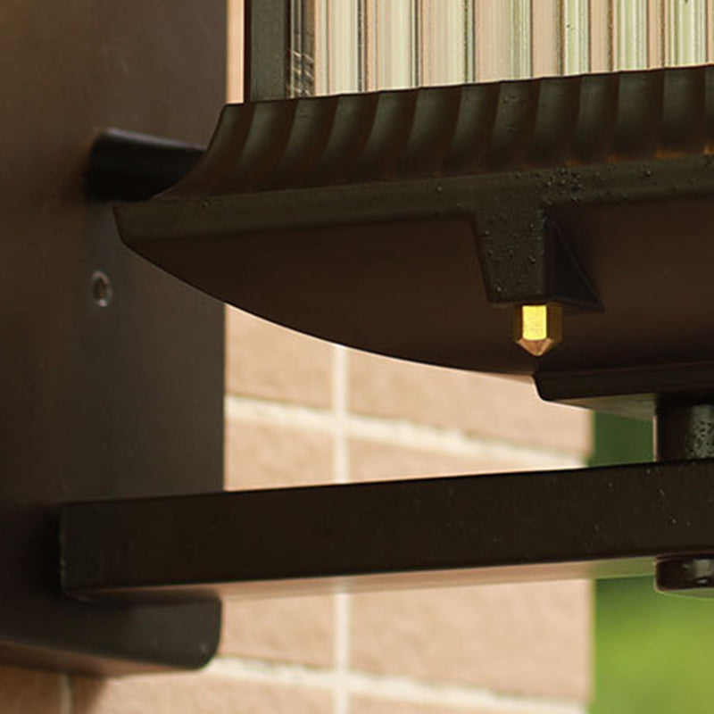 Industrial Metal Wall Sconce Rectangle Shape Wall Light with Glass Shade for Living Room