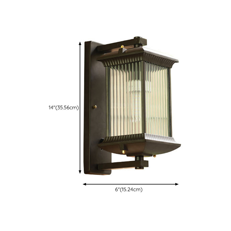 Industrial Metal Wall Sconce Rectangle Shape Wall Light with Glass Shade for Living Room