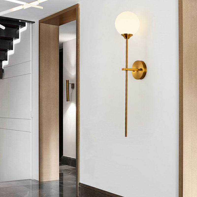 Gold Modern Metal Wall Sconce Ball Shape Wall Light with Glass Shade for Living Room