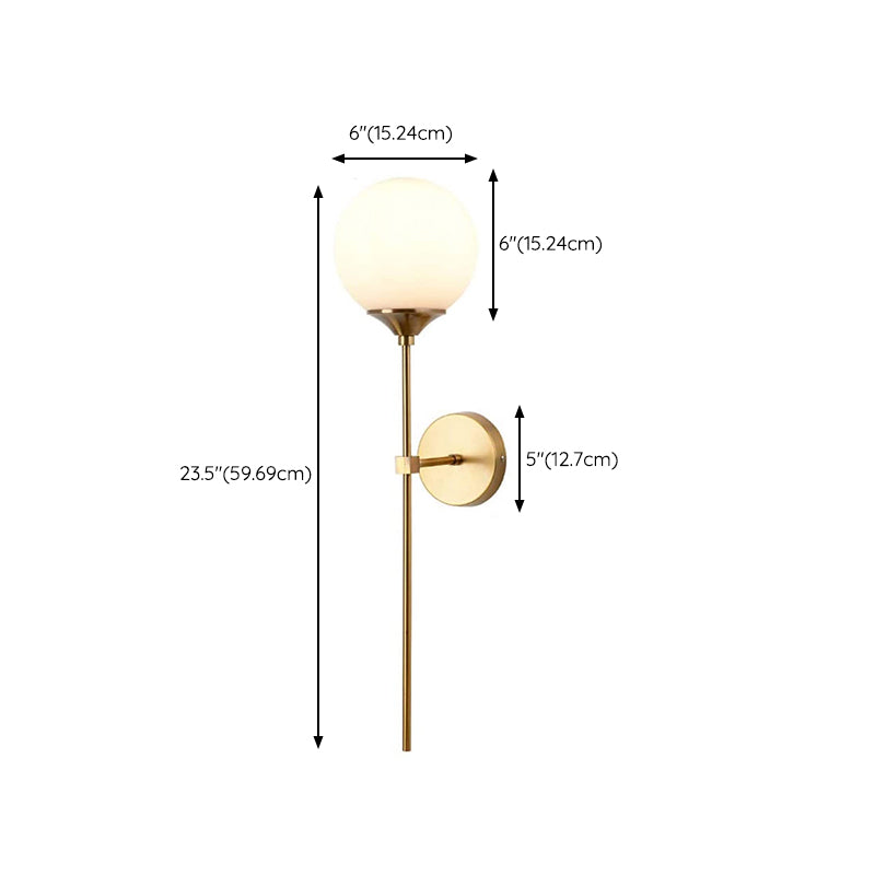 Gold Modern Metal Wall Sconce Ball Shape Wall Light with Glass Shade for Living Room