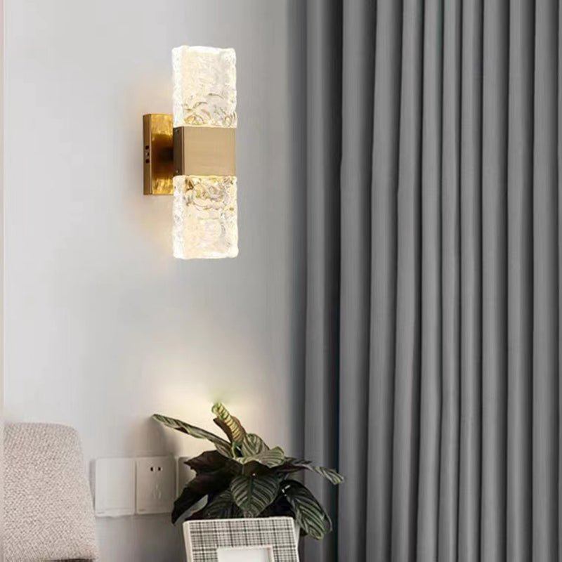 Single Golden Contemporary Wall Mounted Sconce Rectangle LED Wall Light