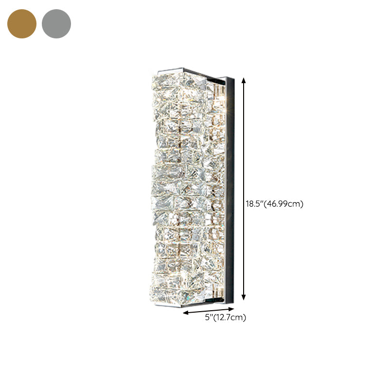 Chrome/Golden 2-Light Contemporary Wall Mounted Sconce Shaded Crystal Shaded Wall Light