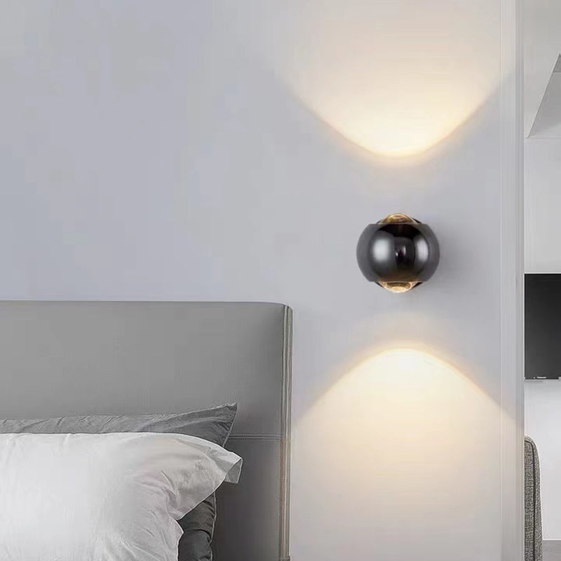 Iron and Glass Wall Light in Chrome Modernism Globe LED Wall Sconce