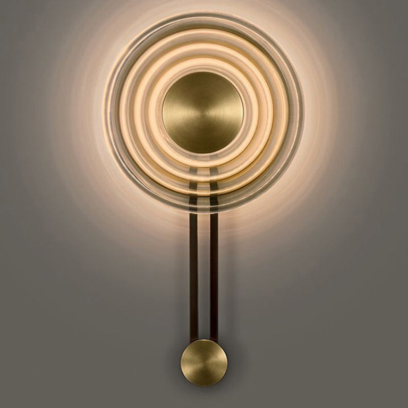 Single Modern Brass Wall Mounted Sconce LED Round Glass Wall Light for Foyer