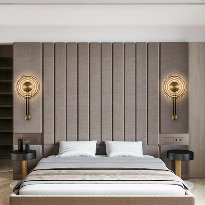 Single Modern Brass Wall Mounted Sconce LED Round Glass Wall Light for Foyer