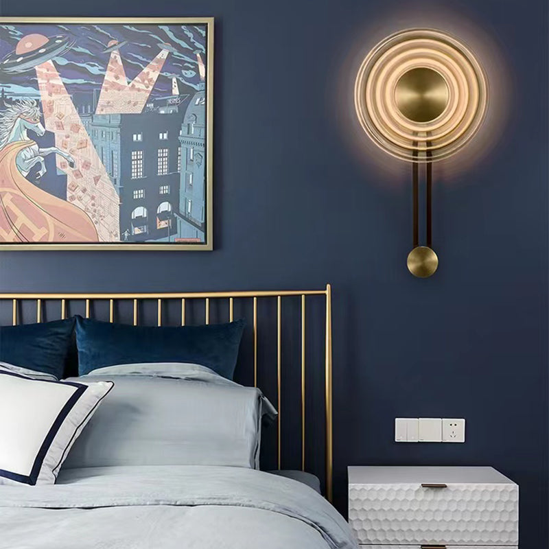 Single Modern Brass Wall Mounted Sconce LED Round Glass Wall Light for Foyer