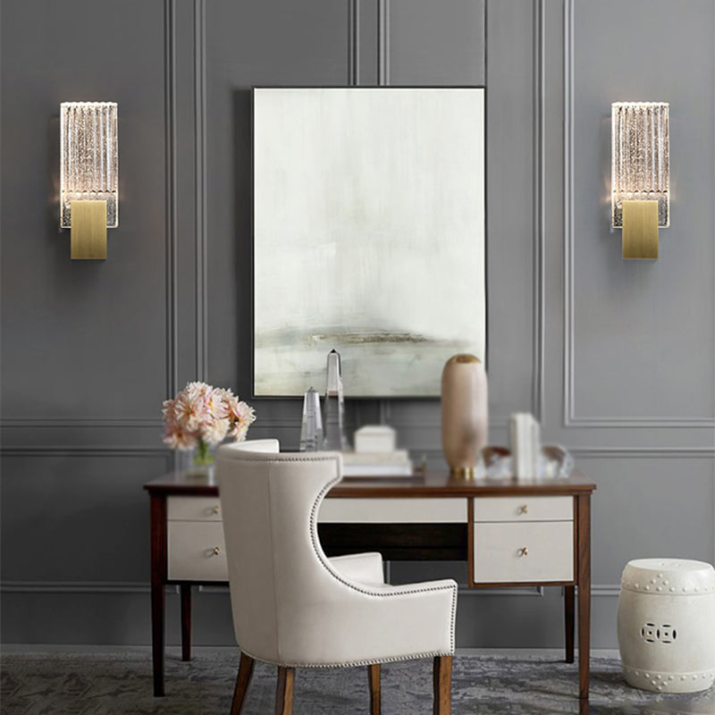 Modernism Metal Wall Mounted Sconce Crystal Shade Wall Light for Foyer