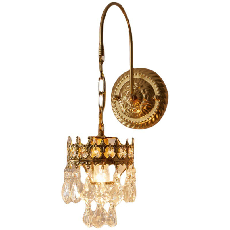 Modern Style Metal Wall Sconce Crystal Shade Wall Light for Dining Room