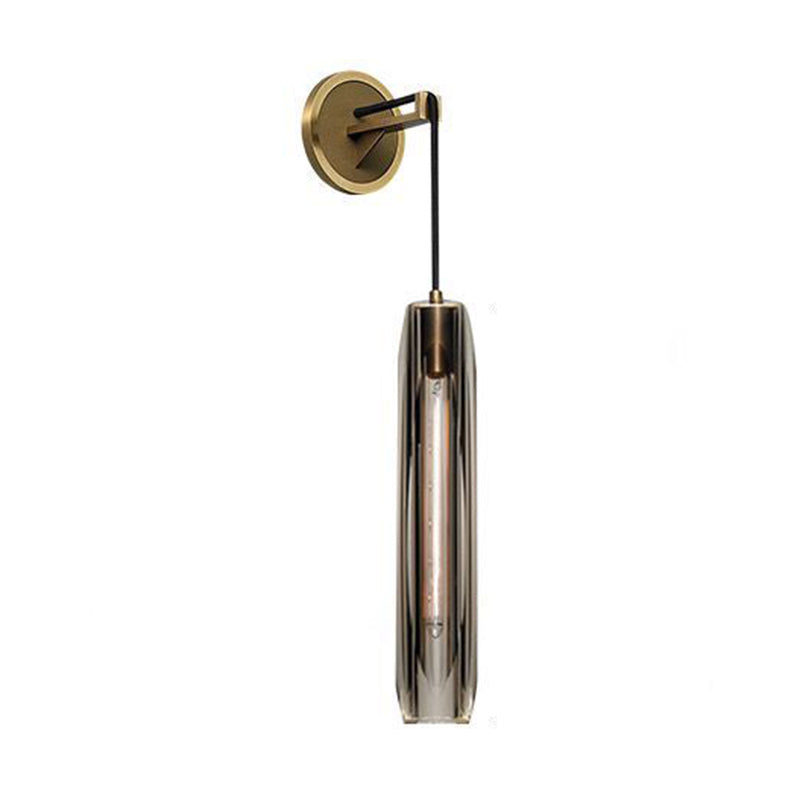 Modern Metal Wall Lighting Fixtures Cylinder Shape Wall Light with Crystal Shade